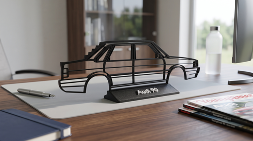 Audi 90 Silhouette als Deko auf dem Schreibtisch