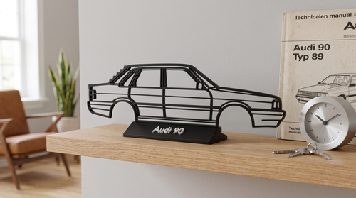 Audi 90 Silhouette als Regal-Deko im Wohnzimmer