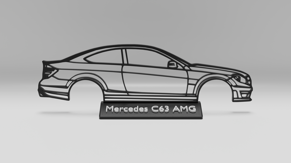 Mercedes C63 AMG W204 Silhouette Deko-Aufsteller – Frontansicht